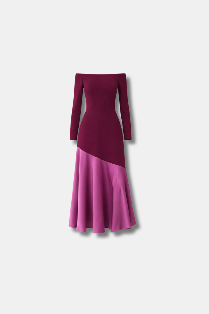 FIONA BURGUNDY LONG SLEEVE DRESS