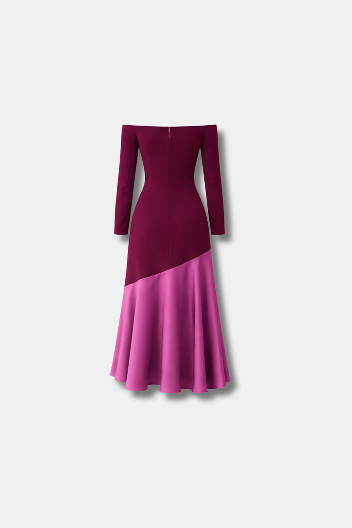 FIONA BURGUNDY LONG SLEEVE DRESS