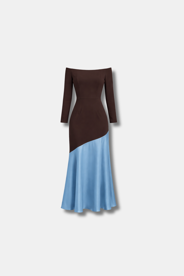 BROWN  FIONA LONG SLEEVE DRESS