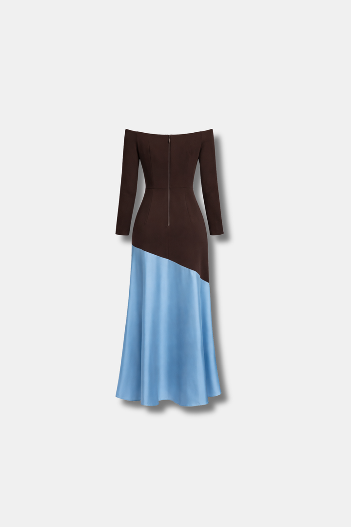 BROWN  FIONA LONG SLEEVE DRESS