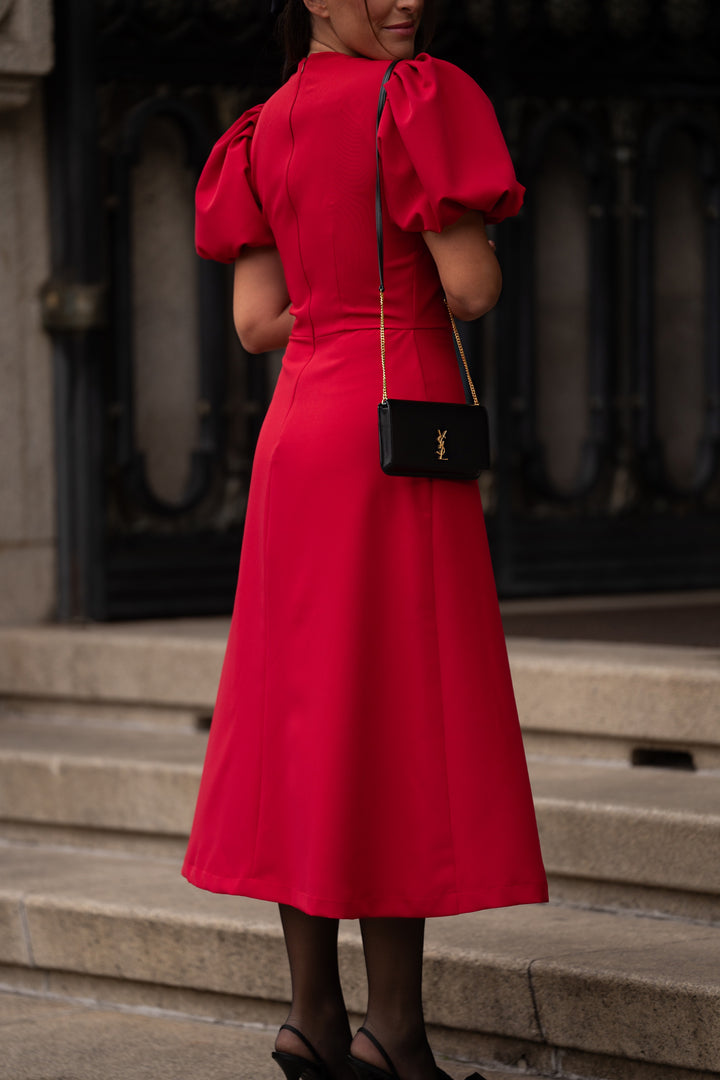 RED CAMELIA DRESS