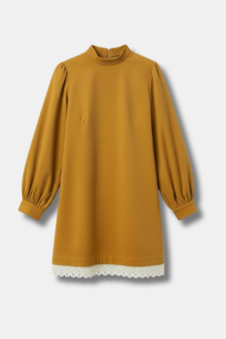 ROBE EN VELOURS MOUTARDE