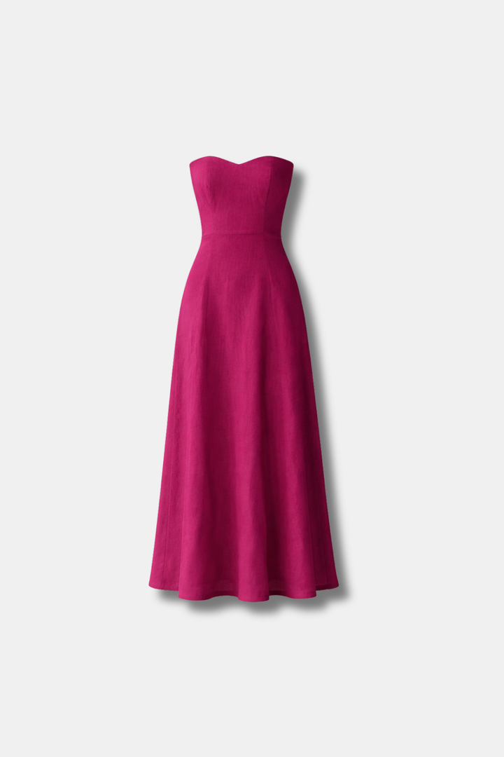 VEGA CHERRY LINEN DRESS