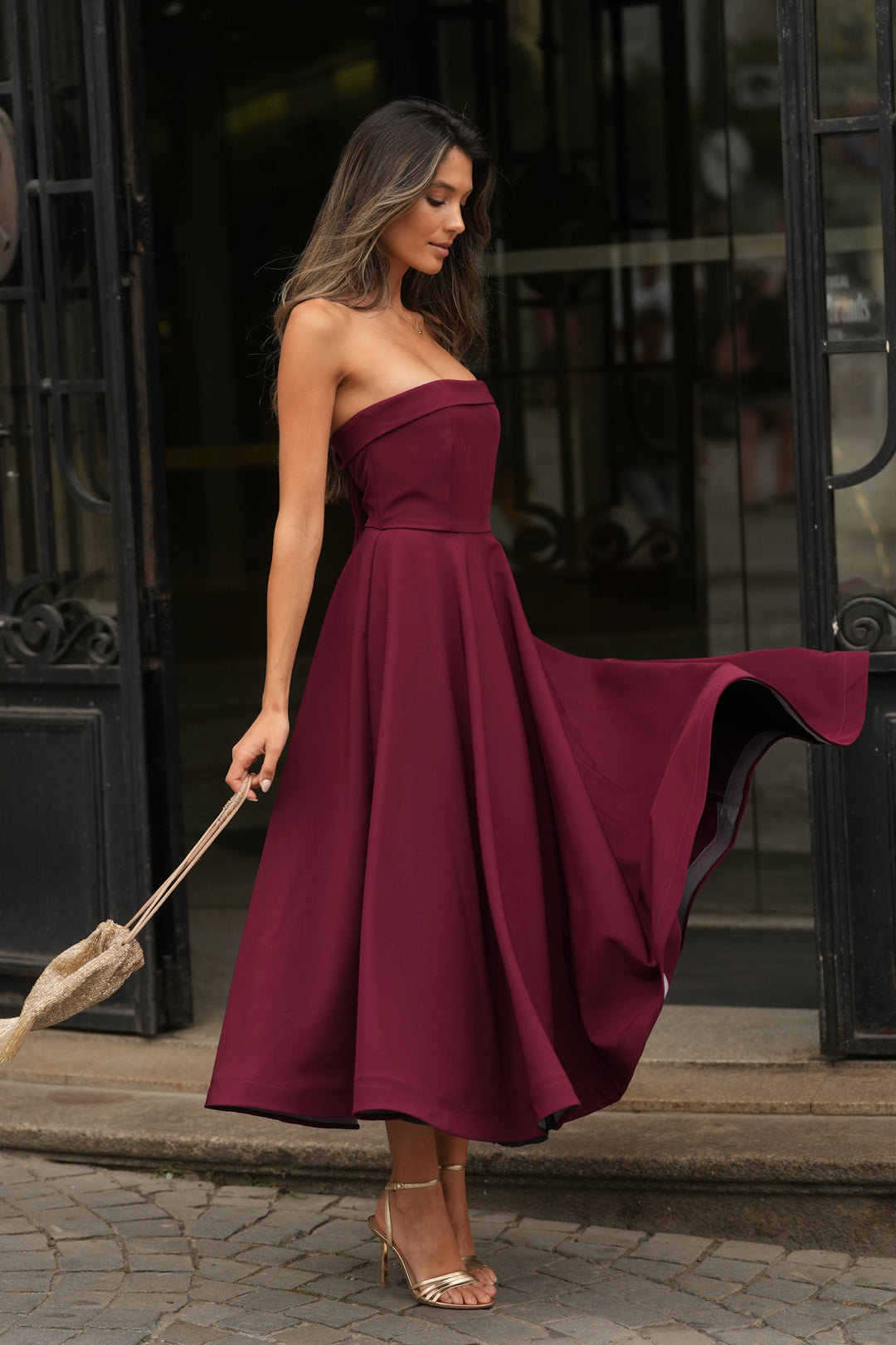 ADELLE BURGUNDY DRESS Gendolina ADELLE BURGUNDY DRESS Gendolina