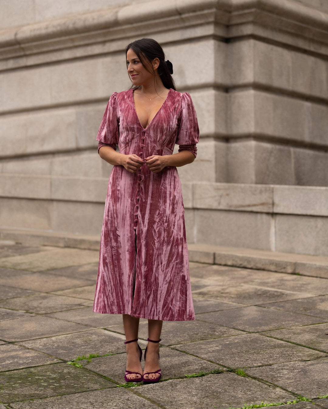 VESTIDO TERCIOPELO ROSA