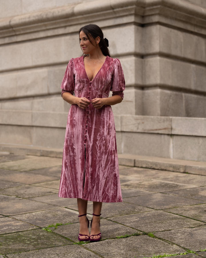 VESTIDO TERCIOPELO ROSA