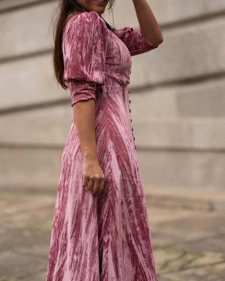 VESTIDO TERCIOPELO ROSA