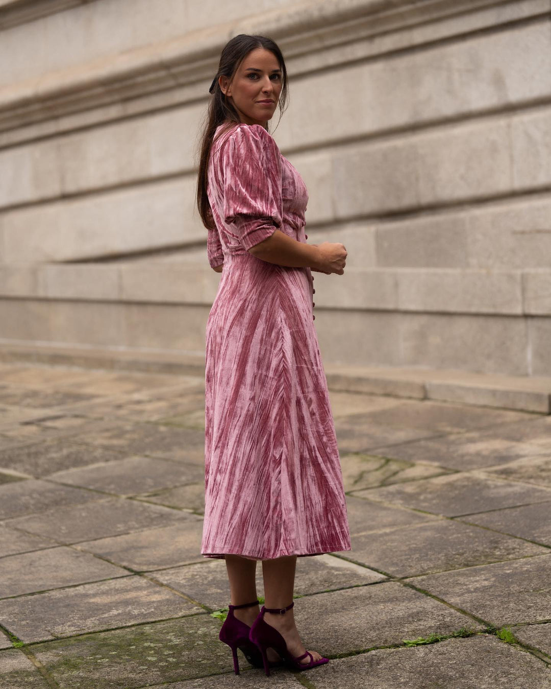 VESTIDO TERCIOPELO ROSA