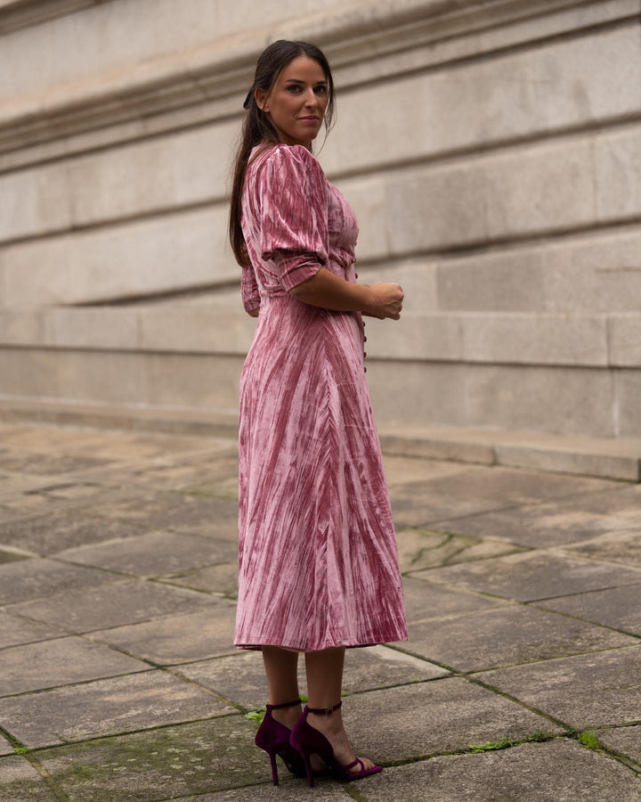 VESTIDO TERCIOPELO ROSA