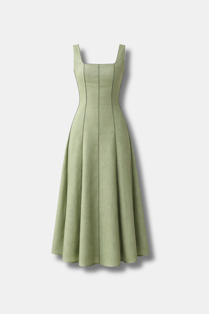 FLORA LINEN MINT GREEN DRESS