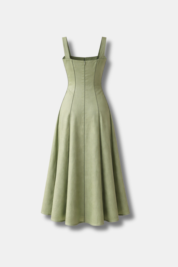 FLORA LINEN MINT GREEN DRESS
