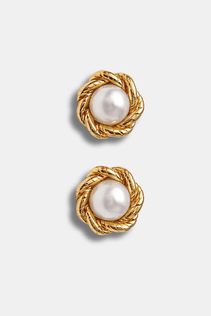 BOUCLES D'OREILLES FLEUR AVEC PERLE