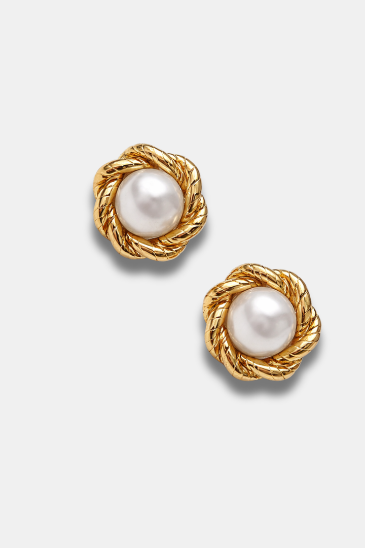 BOUCLES D'OREILLES FLEUR AVEC PERLE