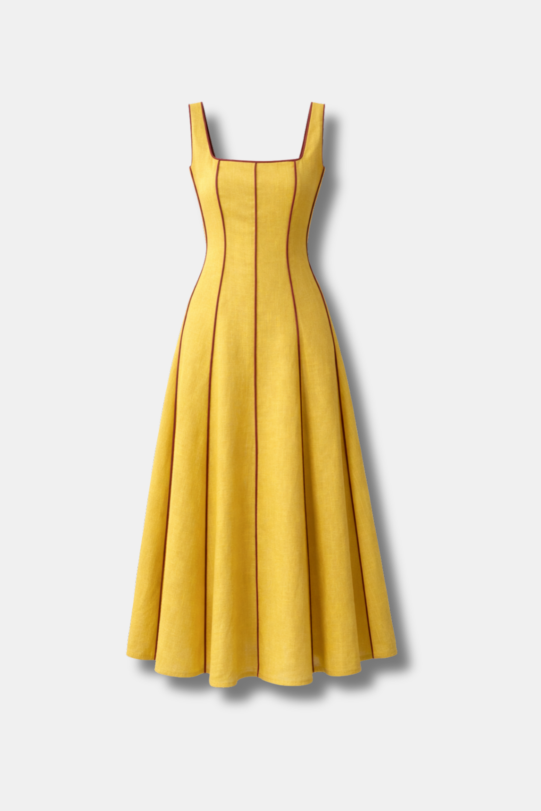 FLORA LINEN MUSTARD DRESS
