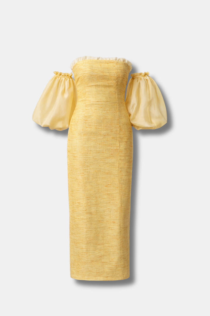 VESTIDO ESMERALDA AMARELO SEDA