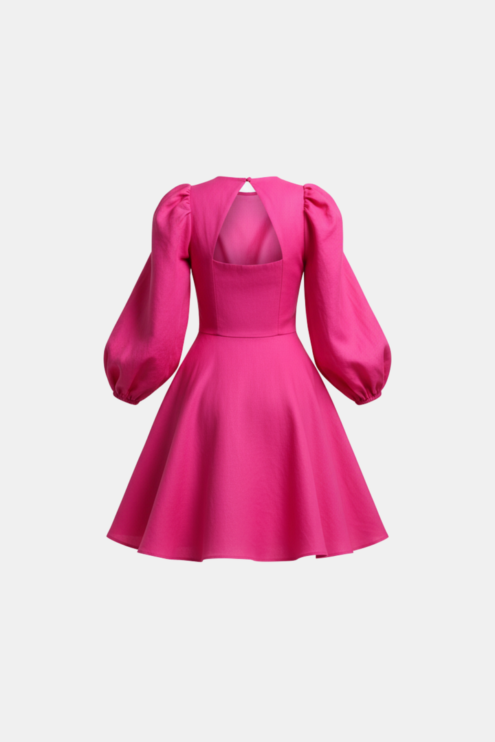 LINEN DRESS WITH A FLARED DRESS