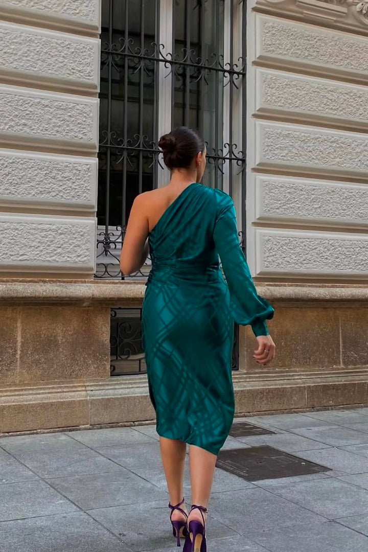 VESTIDO ASIMETRICO JACQUARD