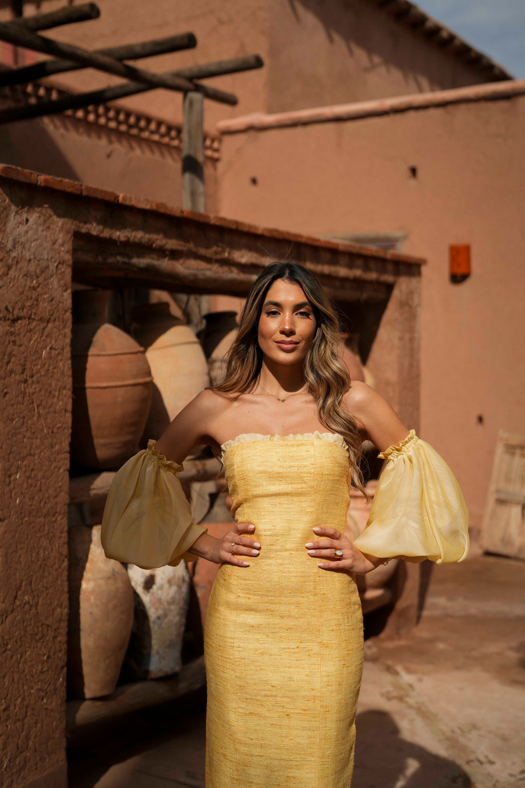 VESTIDO ESMERALDA AMARELO SEDA