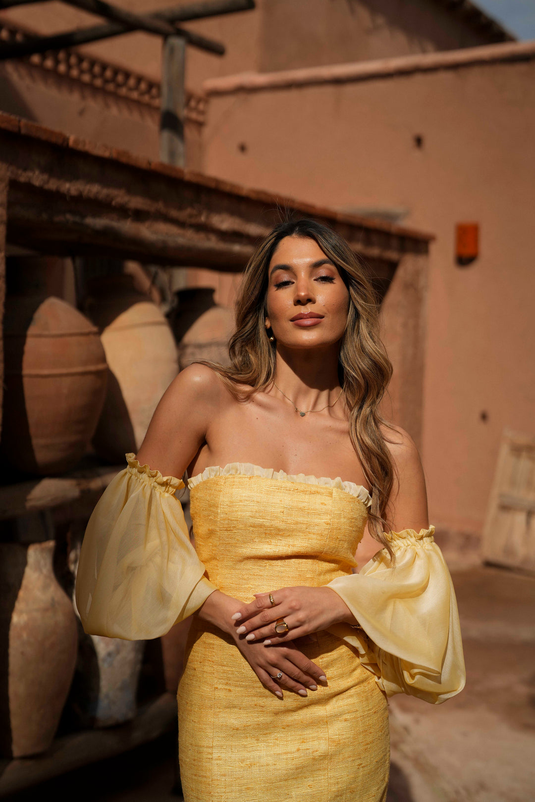 VESTIDO ESMERALDA AMARELO SEDA