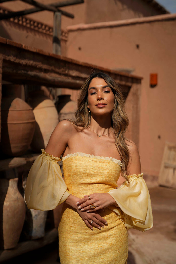 VESTIDO ESMERALDA AMARELO SEDA