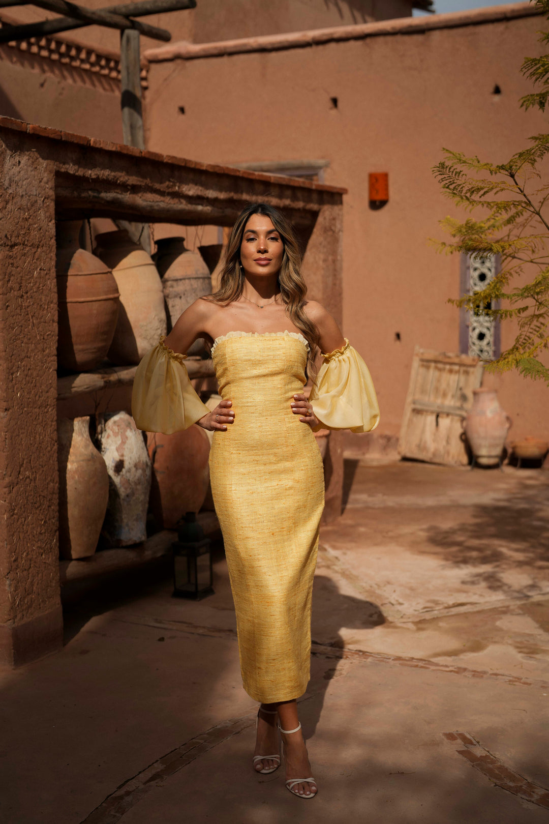 VESTIDO ESMERALDA AMARELO SEDA