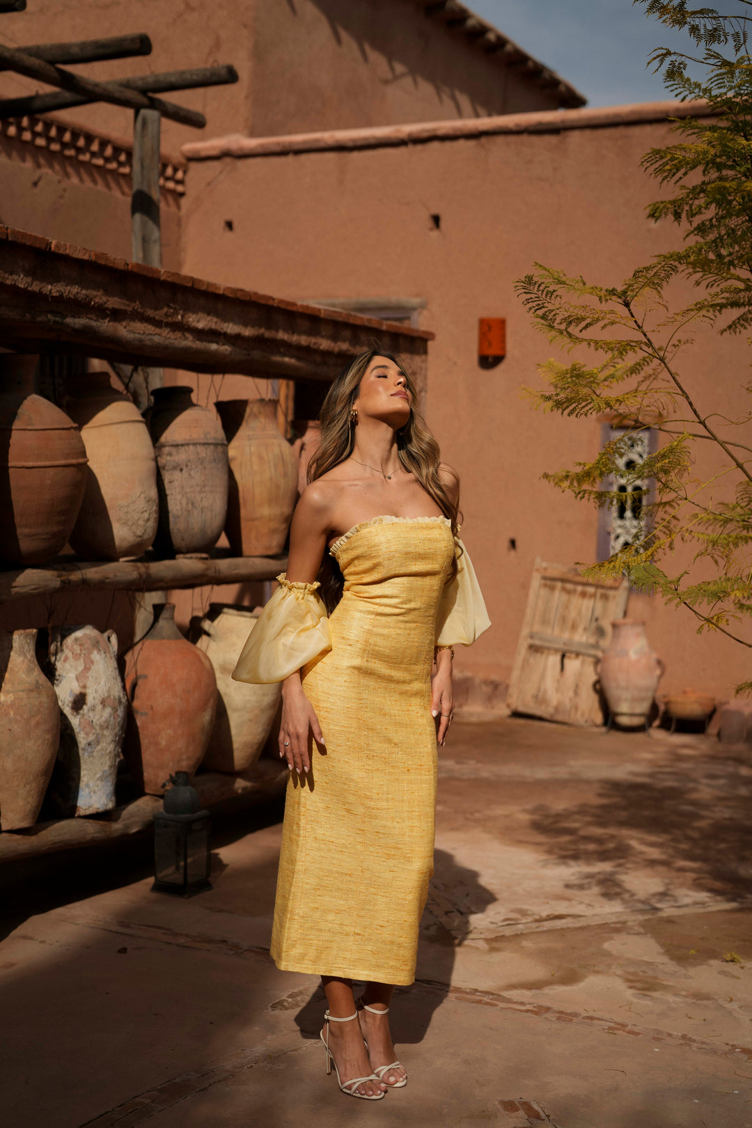 VESTIDO ESMERALDA AMARELO SEDA