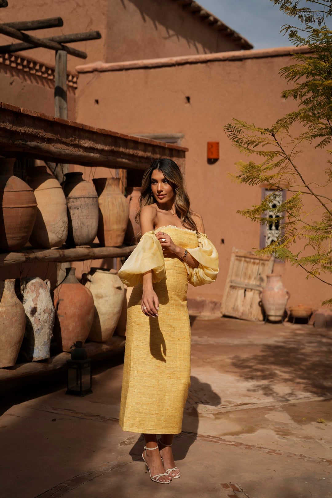 VESTIDO ESMERALDA AMARELO SEDA