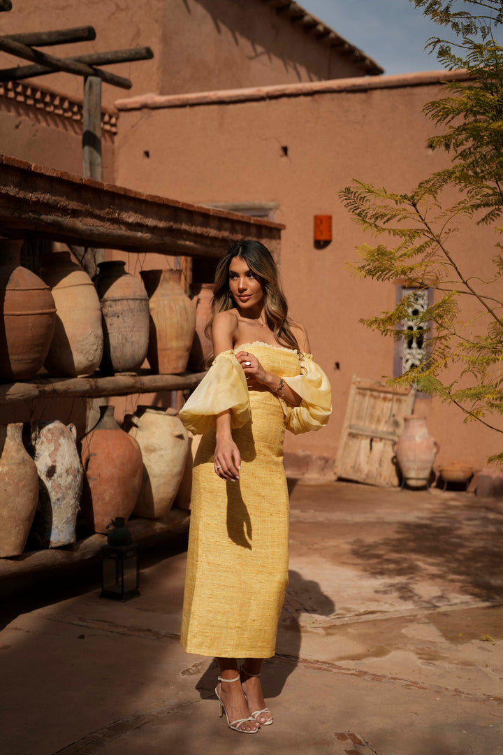 VESTIDO ESMERALDA AMARELO SEDA