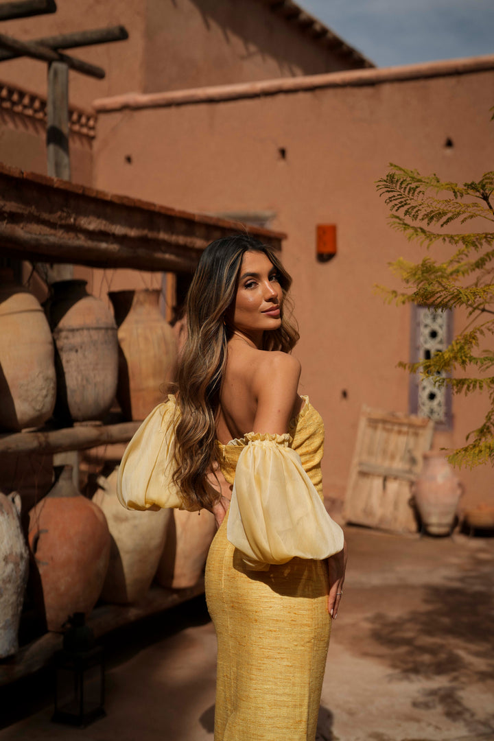 VESTIDO ESMERALDA AMARELO SEDA