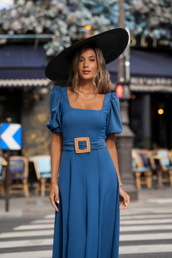 CAMILLE PETROLEUM BLUE DRESS