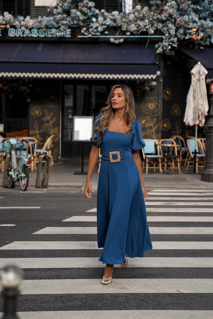 CAMILLE PETROLEUM BLUE DRESS