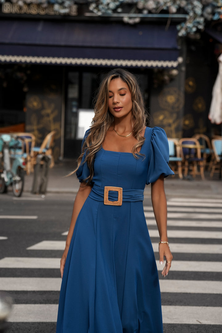 CAMILLE PETROLEUM BLUE DRESS