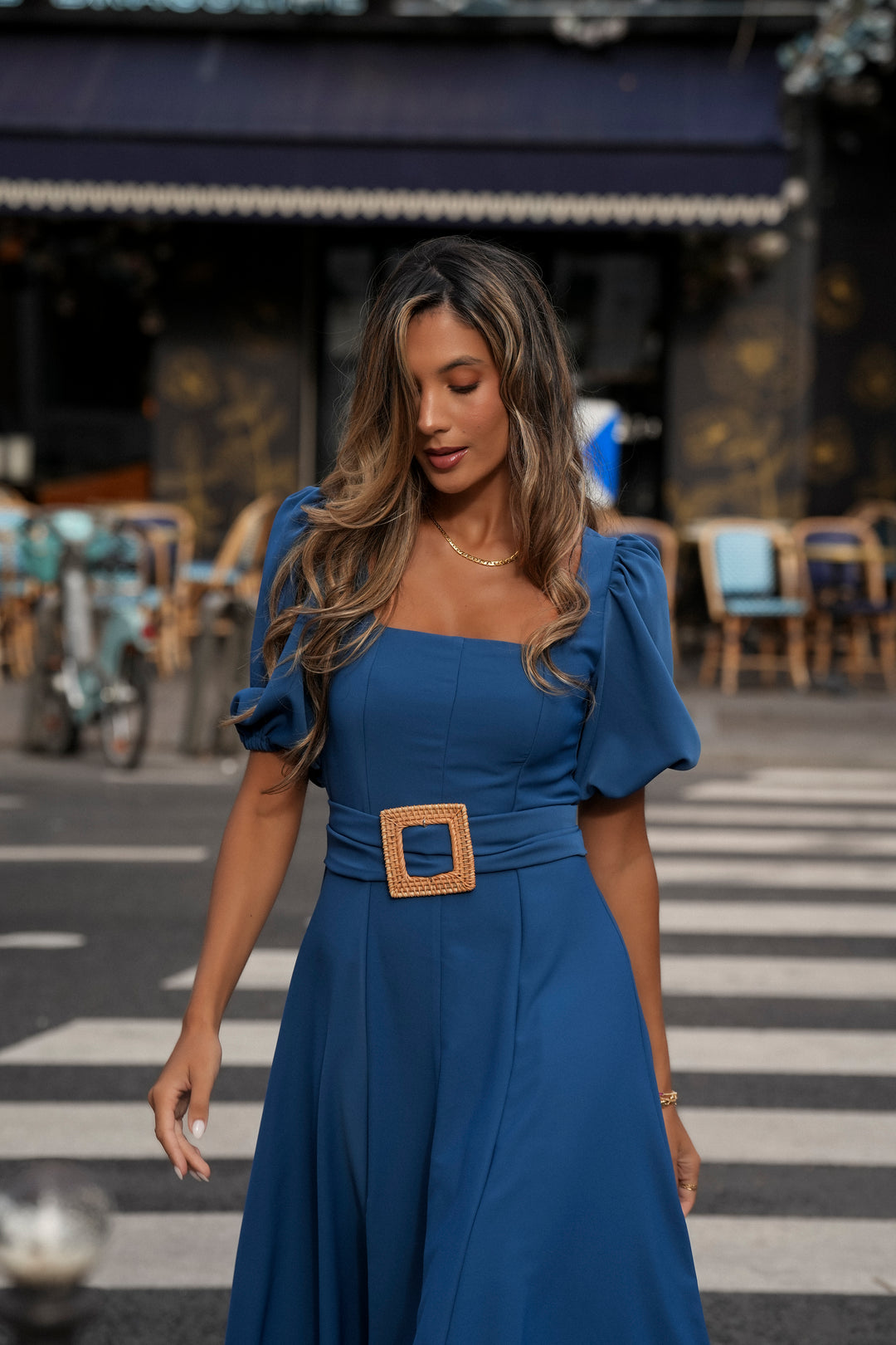 CAMILLE PETROLEUM BLUE DRESS