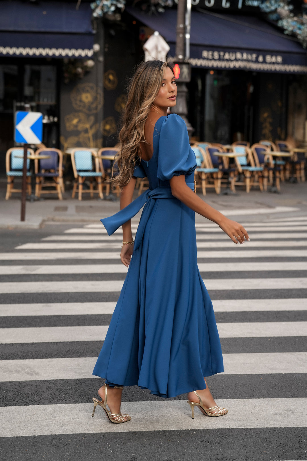 CAMILLE PETROLEUM BLUE DRESS