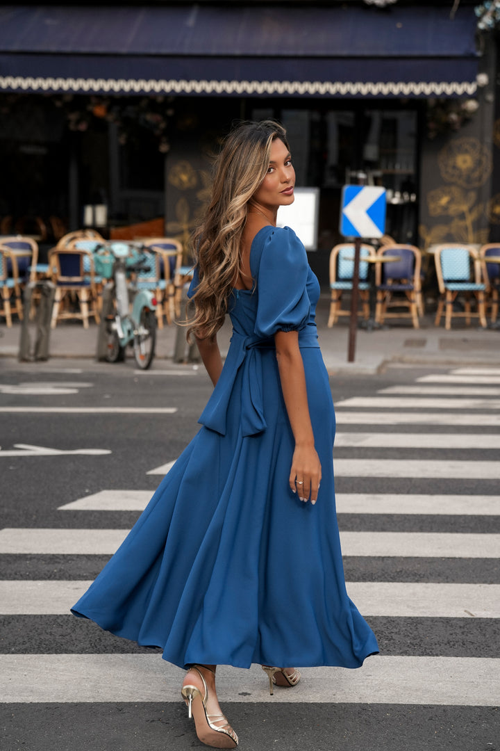 CAMILLE PETROLEUM BLUE DRESS