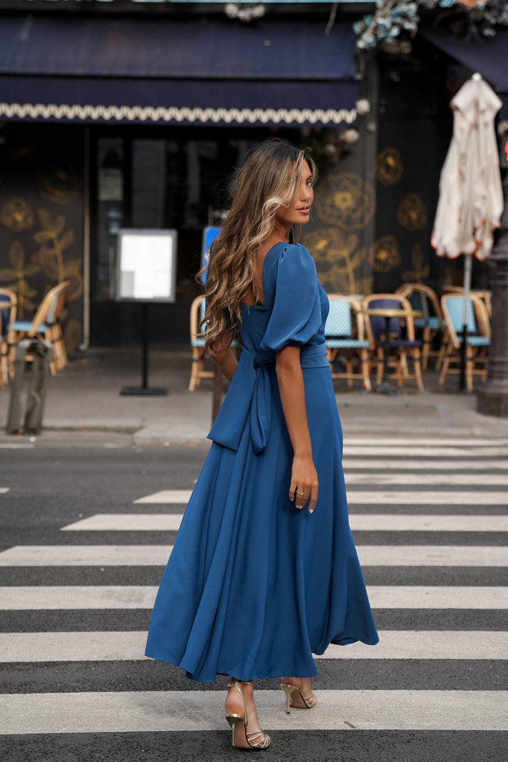 CAMILLE PETROLEUM BLUE DRESS