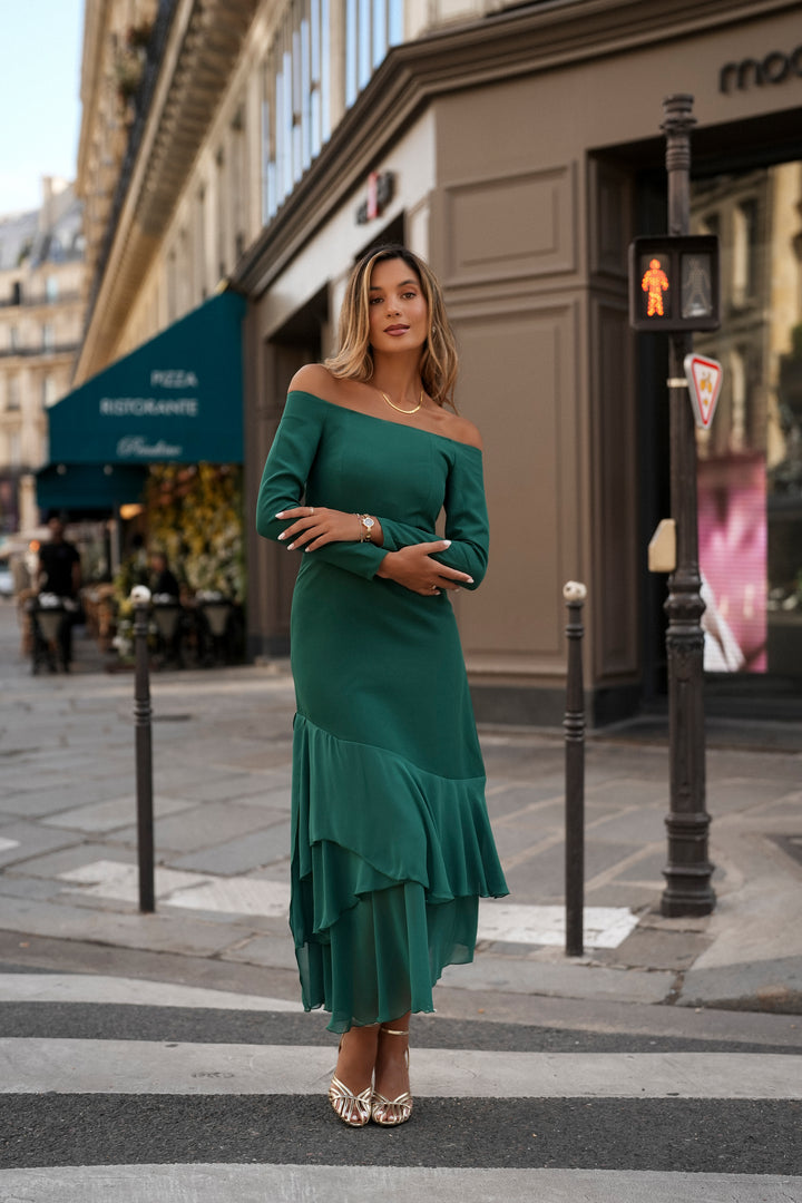 FIONA LONG GREEN DRESS