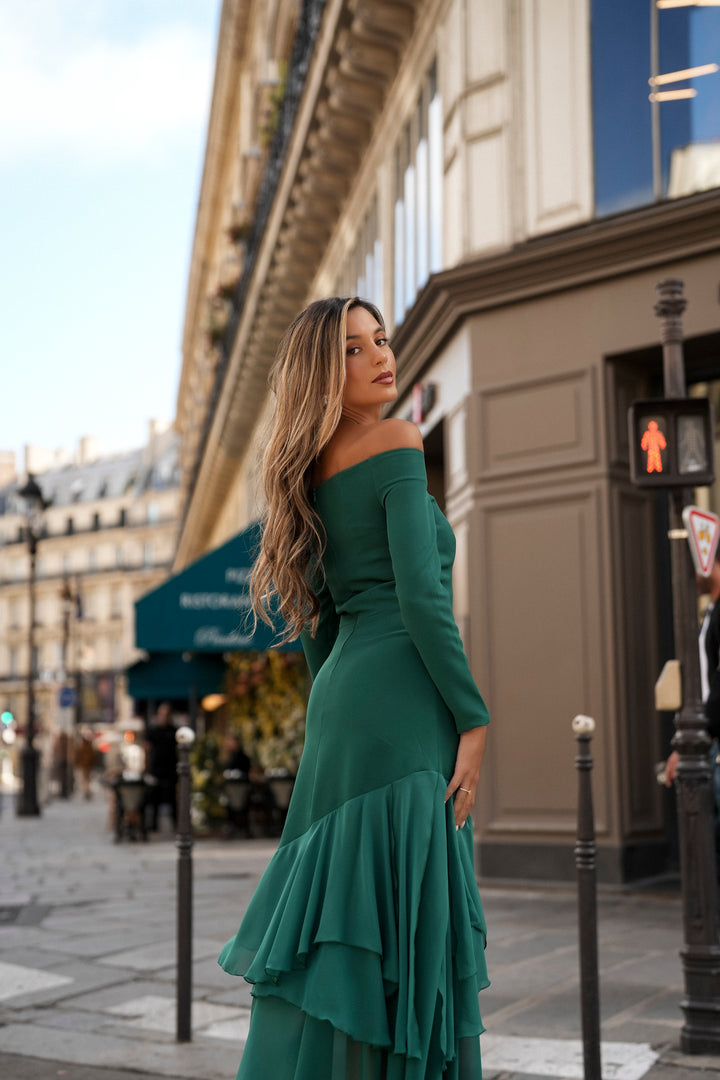 FIONA LONG GREEN DRESS