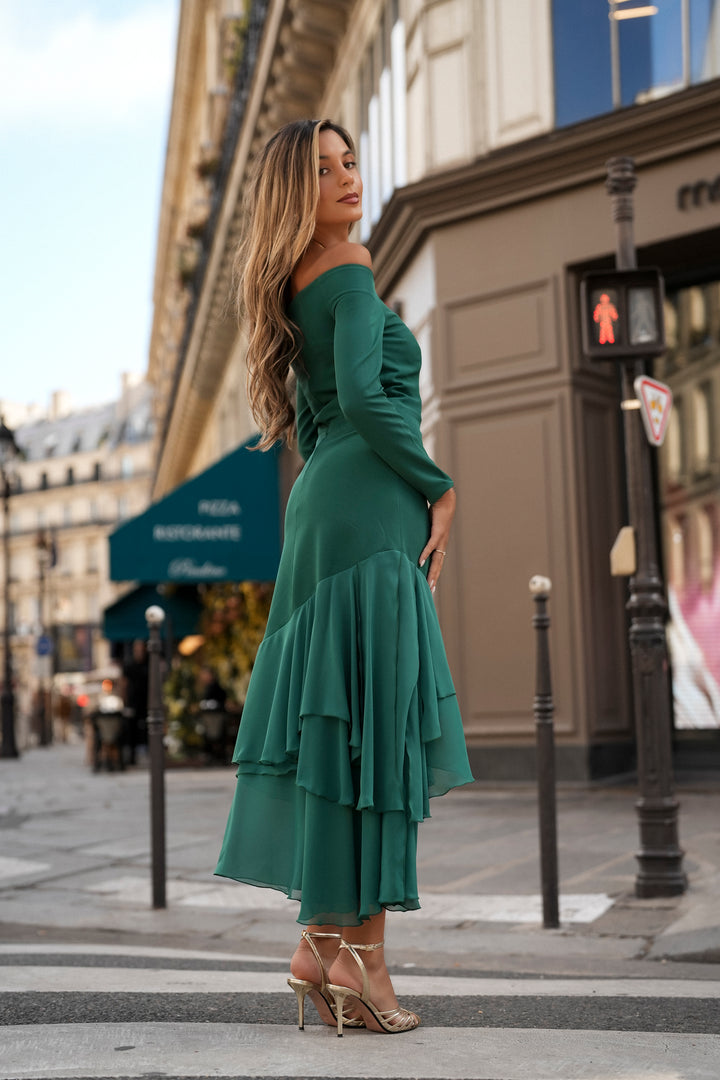 FIONA LONG GREEN DRESS