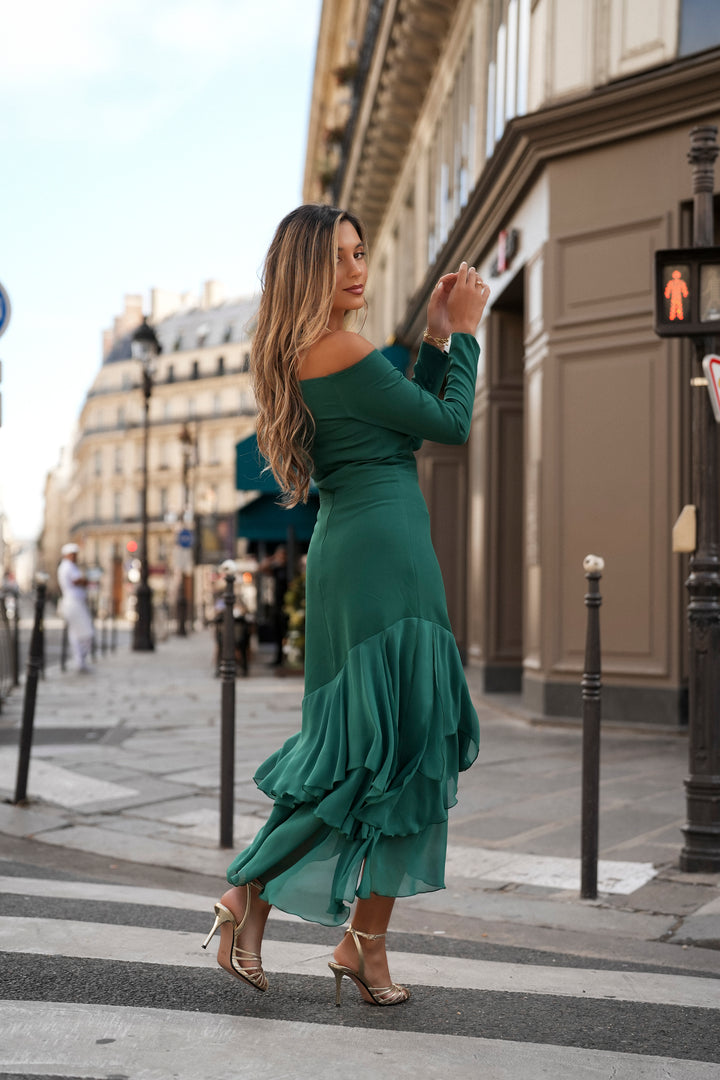 FIONA LONG GREEN DRESS