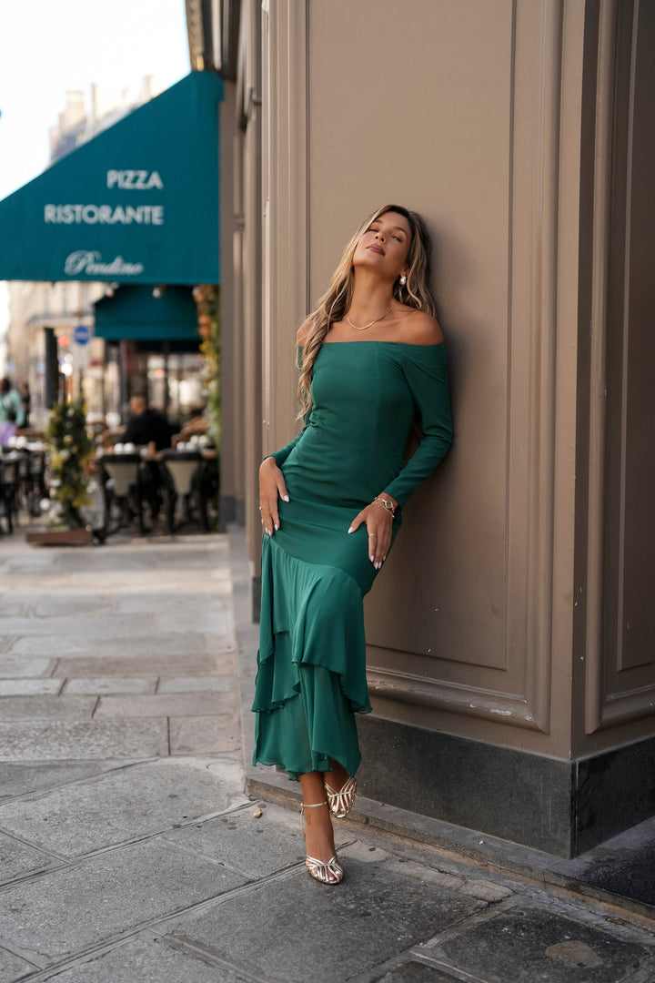 FIONA LONG GREEN DRESS