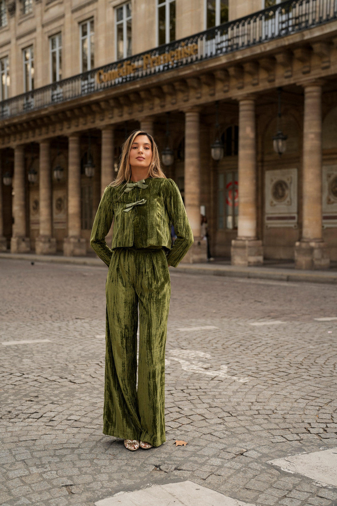 OLIVIA GREEN VELVET SET