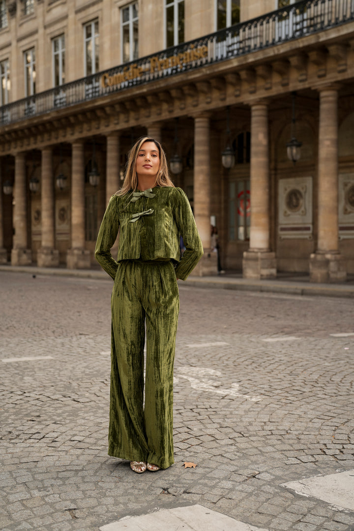OLIVIA GREEN VELVET SET