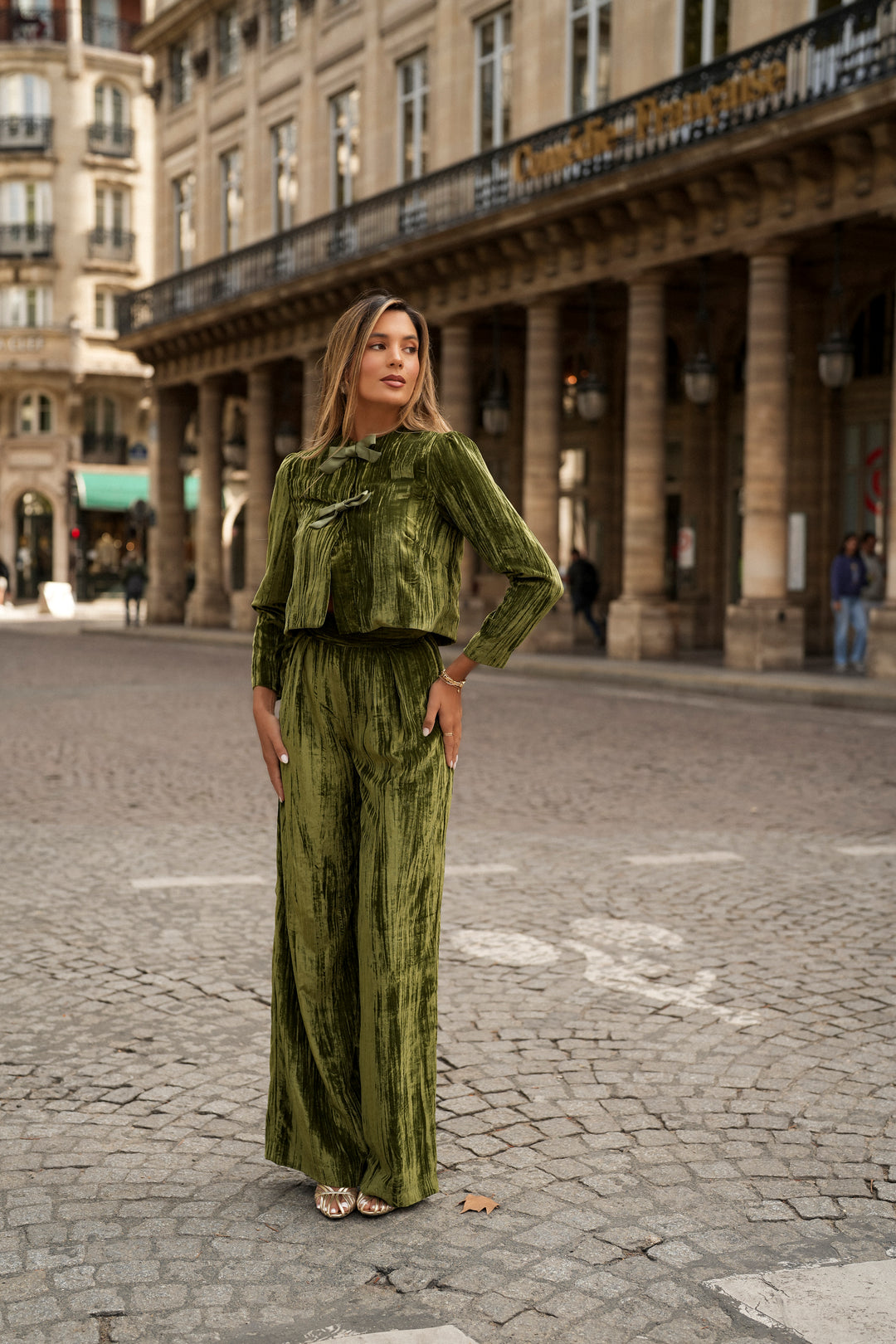 OLIVIA GREEN VELVET SET