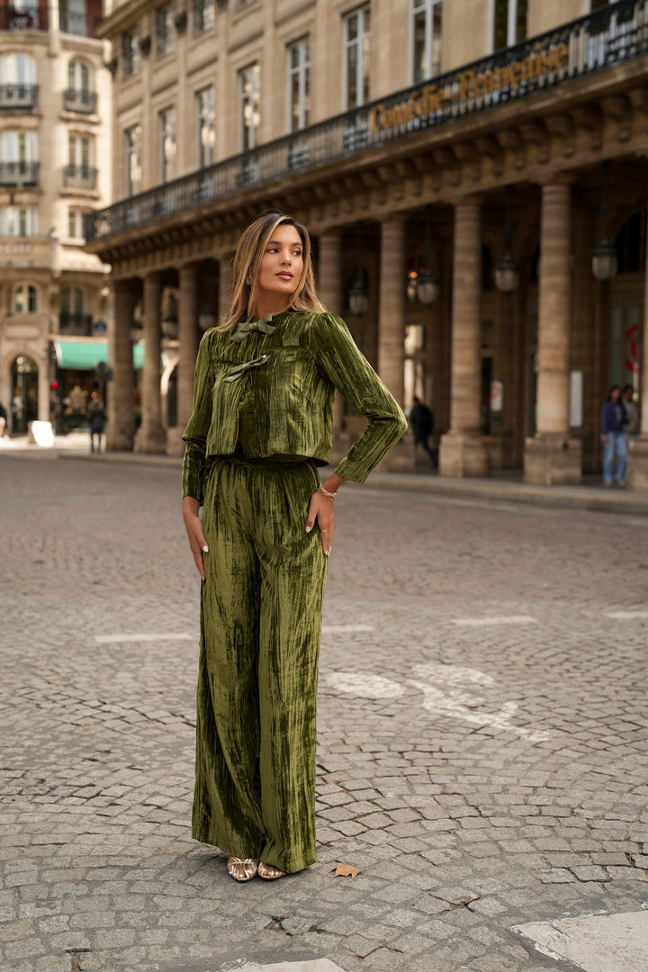 OLIVIA GREEN VELVET SET