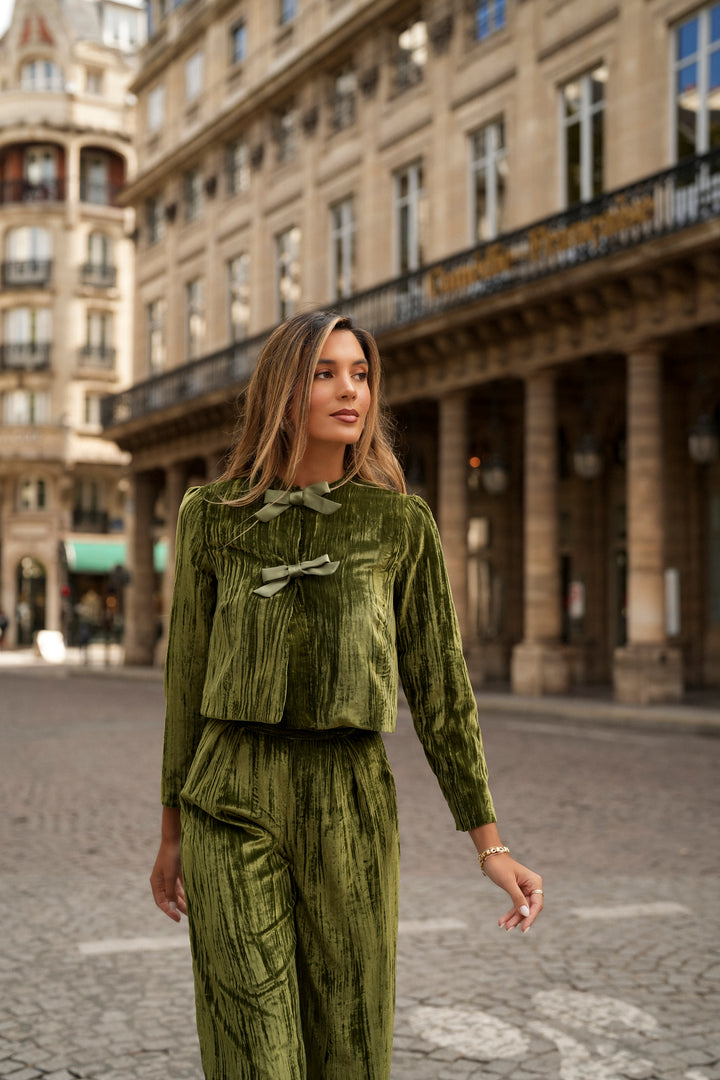 OLIVIA GREEN VELVET SET