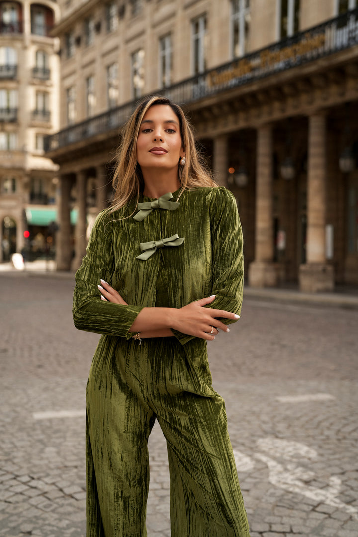 OLIVIA GREEN VELVET SET
