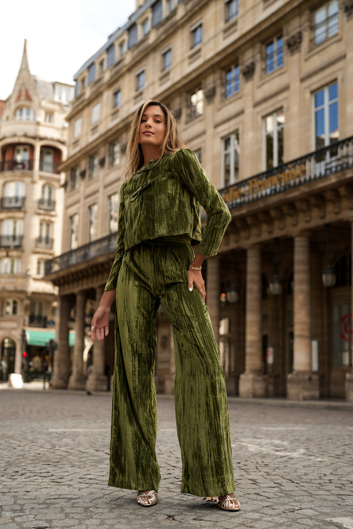 OLIVIA GREEN VELVET SET