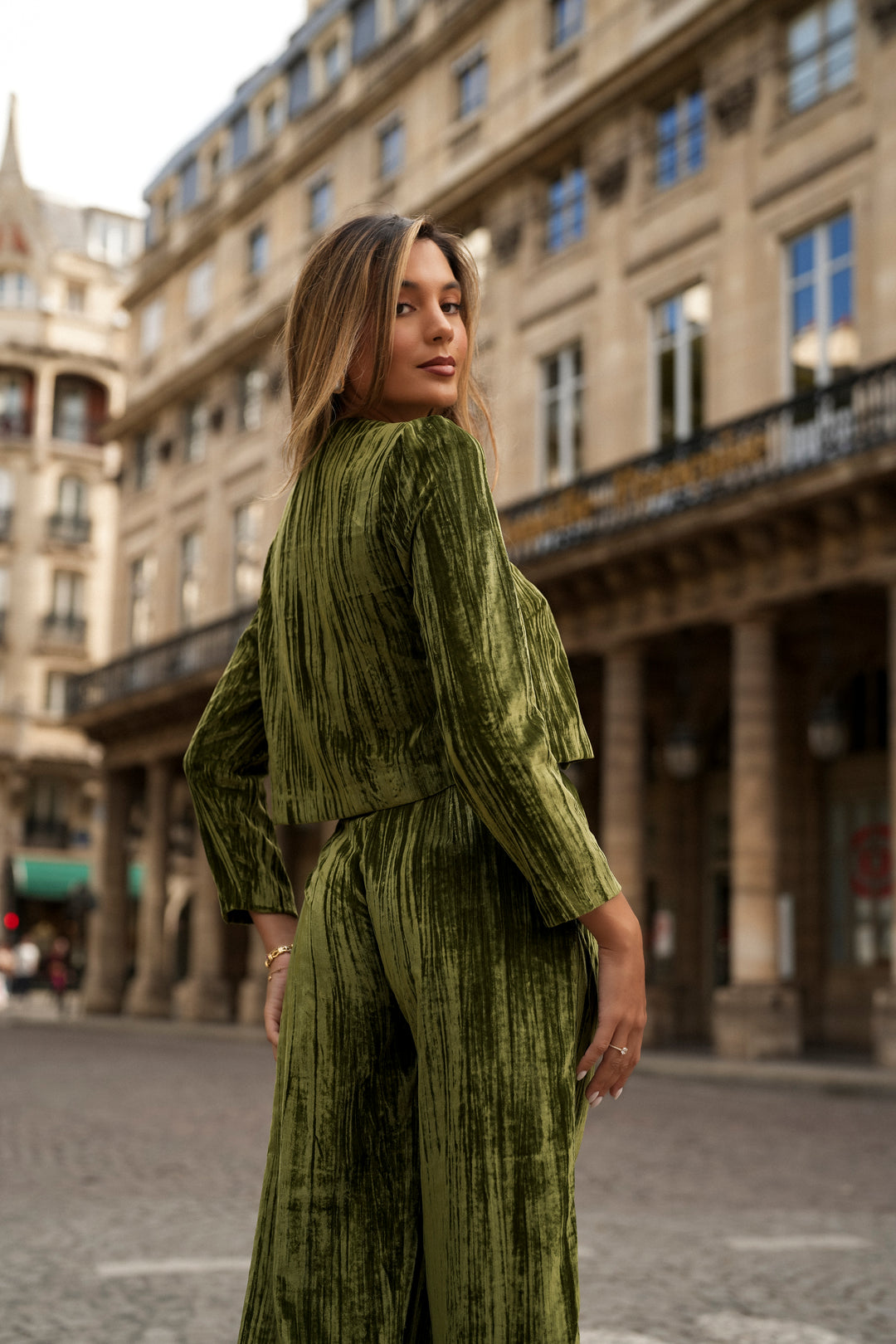 OLIVIA GREEN VELVET SET