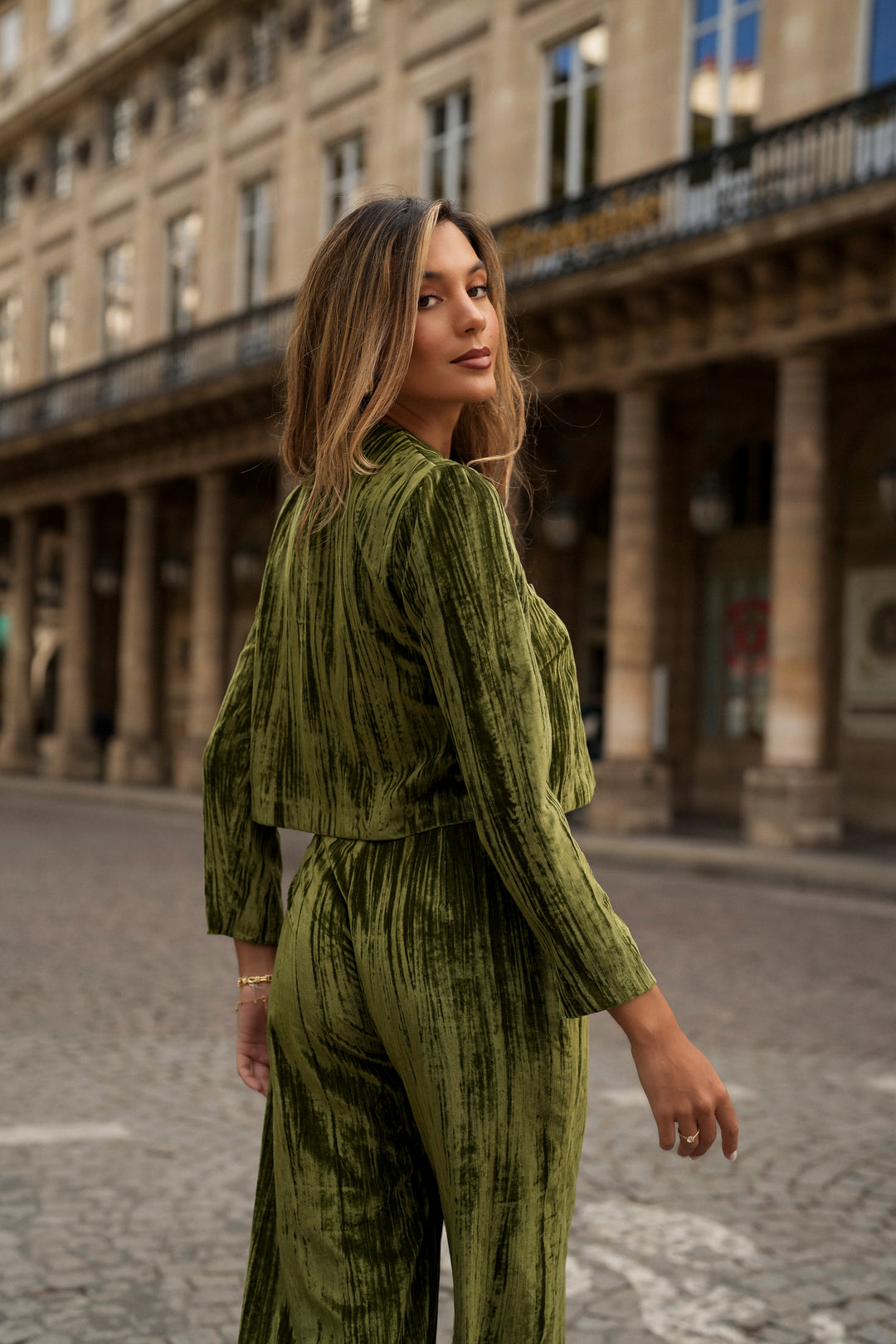 OLIVIA GREEN VELVET SET